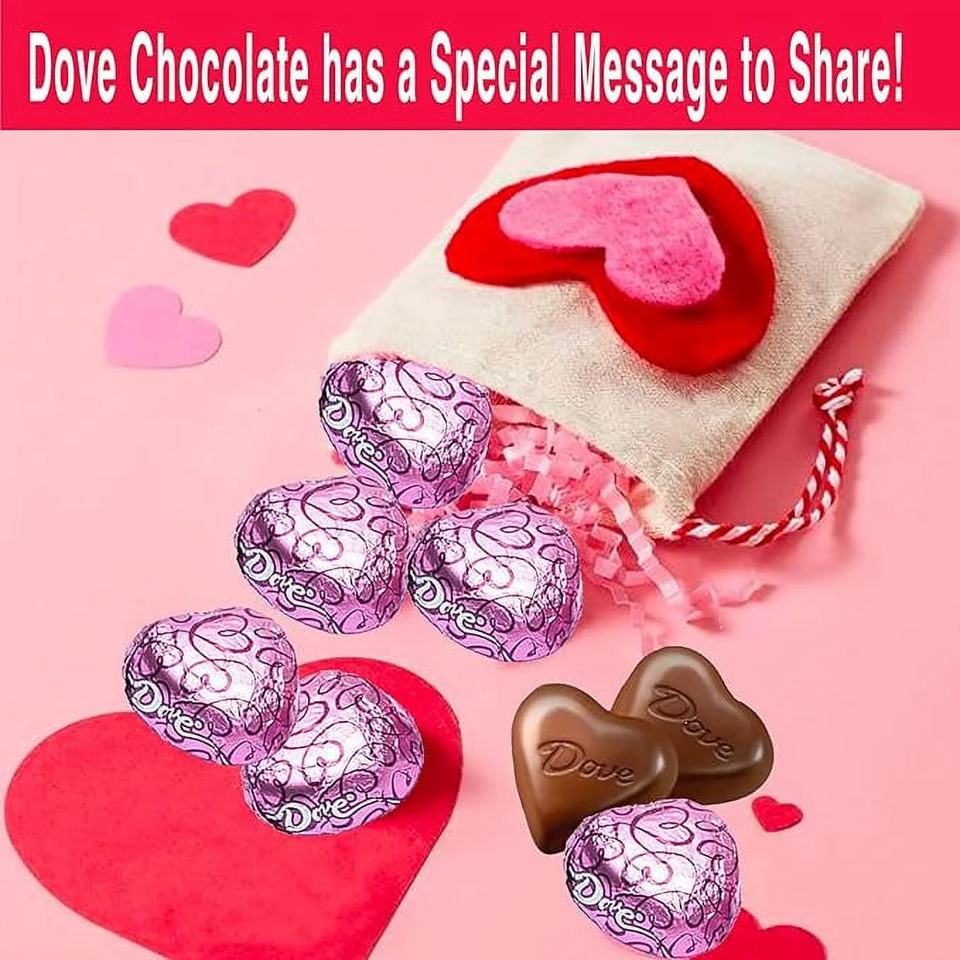 CANDYMAN Valentine Day Bundle with (1) DOVE Milk Chocolate Candy Heart Tin, (1) Milk Chocolate DOVE Bag and (1) White Teddy Bear