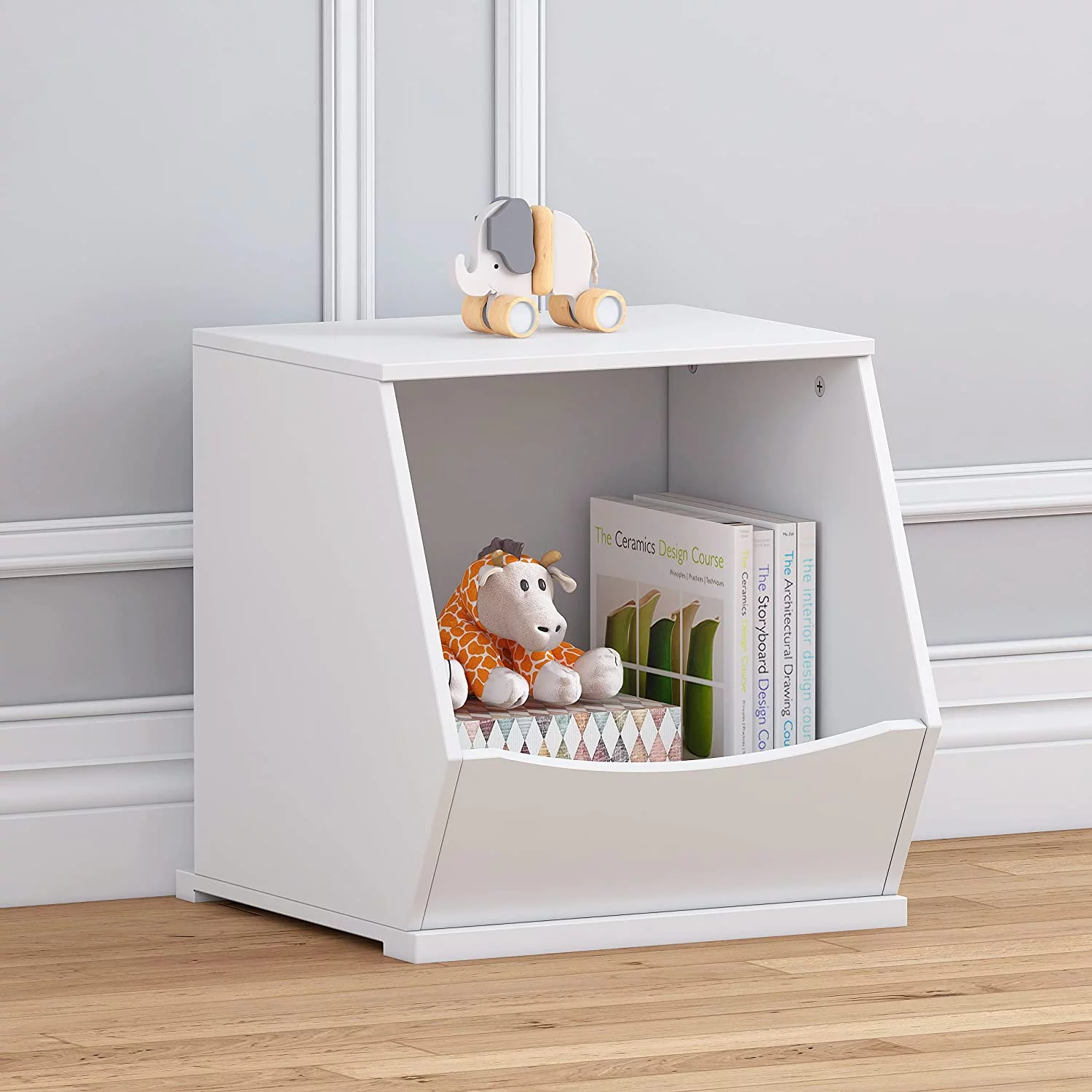 UTEX Toy Storage Organizer,Stackable Kids Toy Storage Cubby,Toy Boxes and Storage for Playroom,Bedroom,Nursery School,White