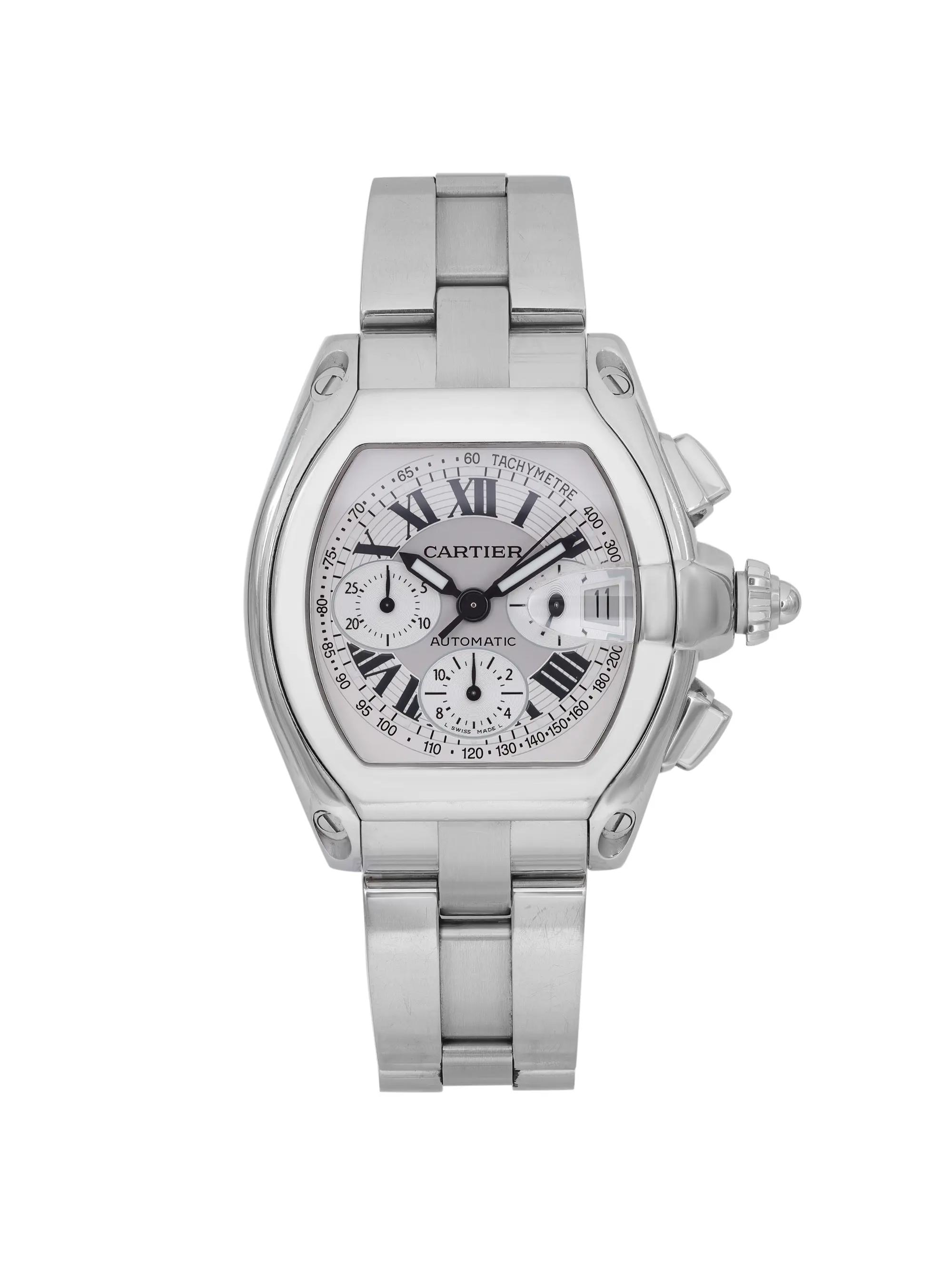 Cartier Roadster XL Steel Silver Dial Automatic Men Watch W62019X6