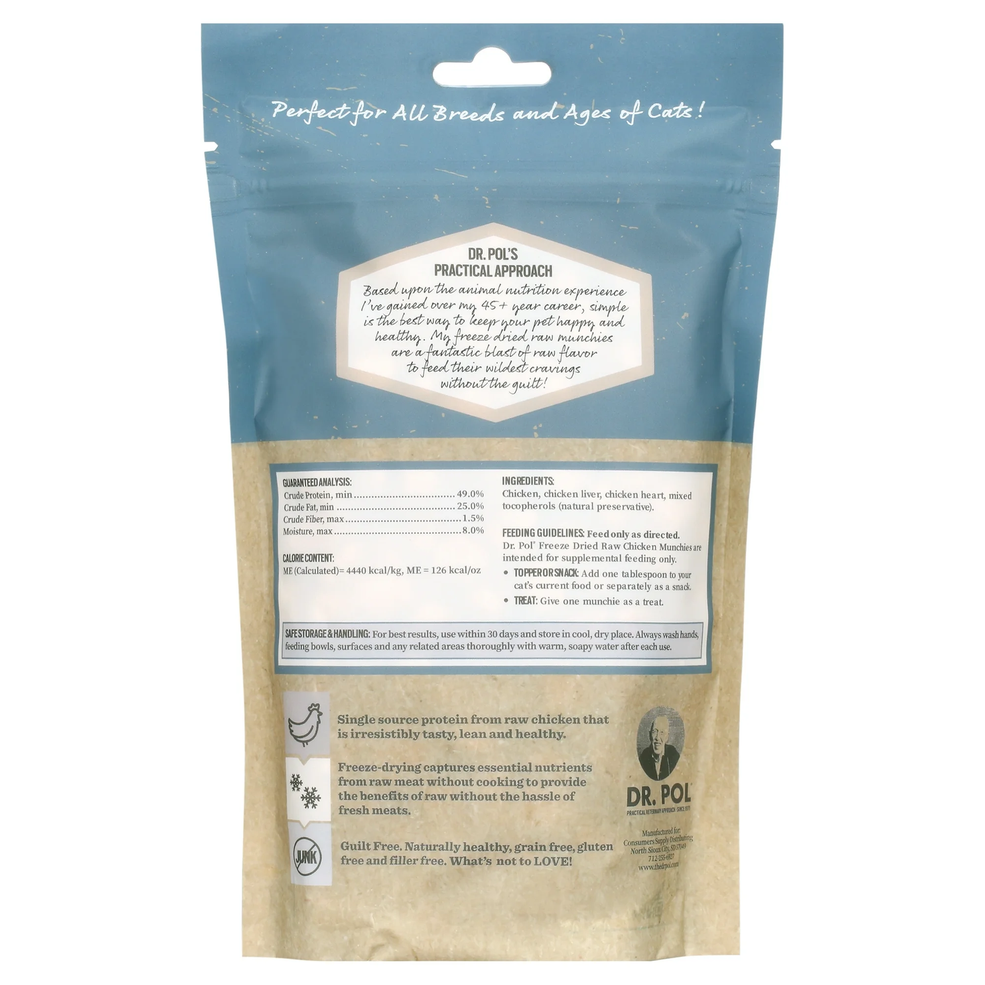 Dr. Pol Freeze Dried Munchies Chicken Cat Treat and Meal Topper