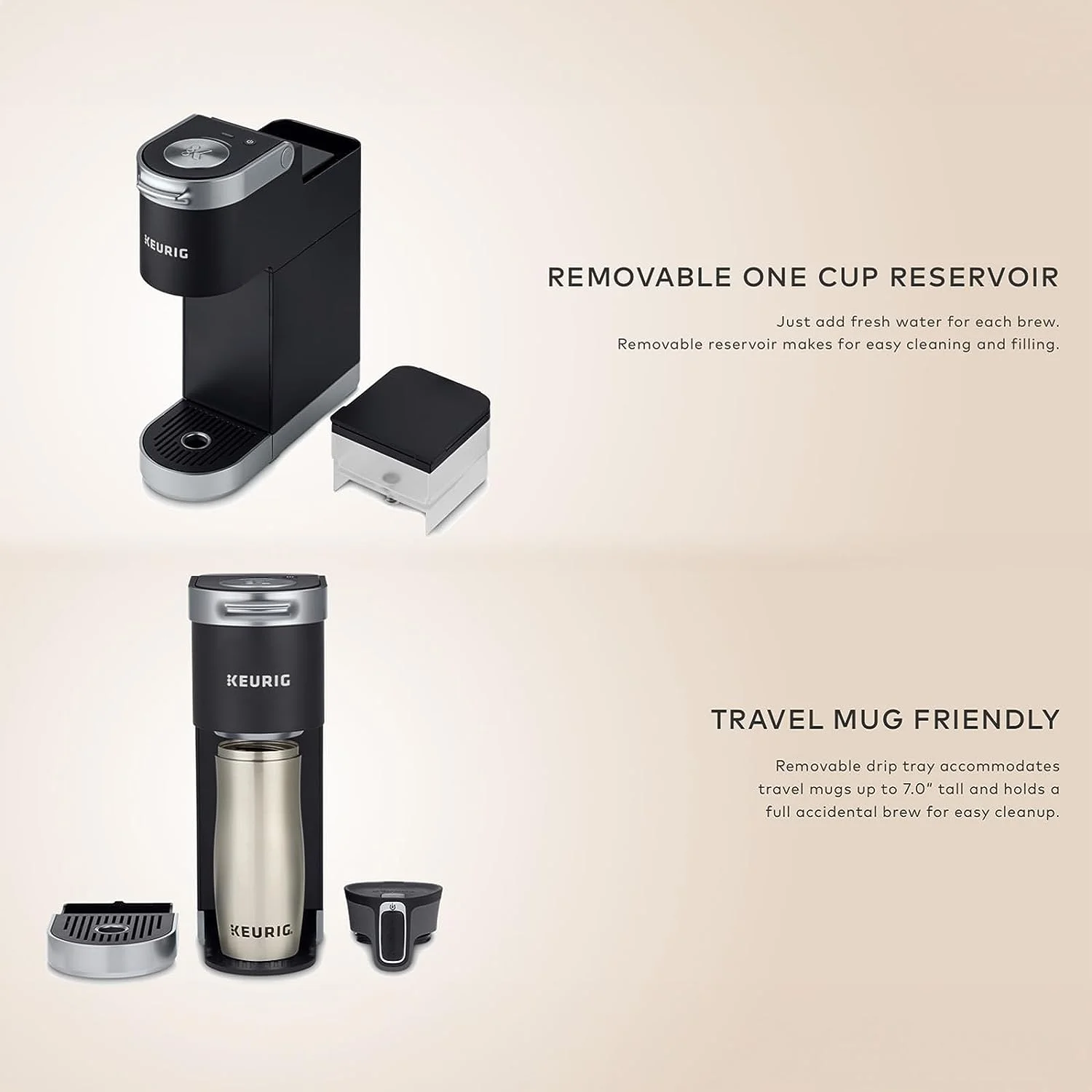 Keurig K-Mini Plus Coffee Maker, Single Serve K-Cup Pod Coffee Brewer, Comes With 6 to 12 Oz. Brew Size, K-Cup Pod Storage, and Travel Mug Friendly, Black