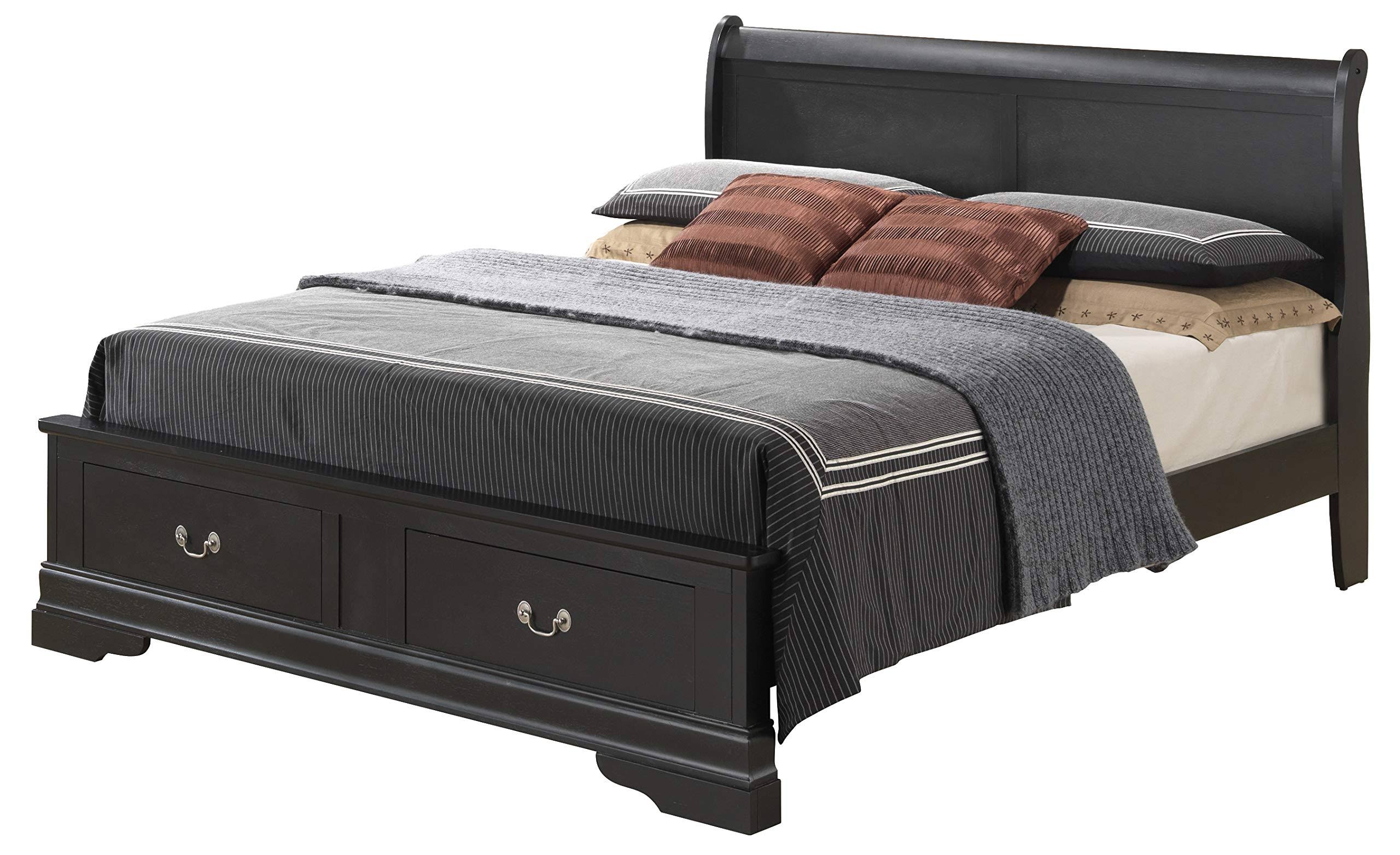 Glory Furniture Louis Phillipe G3150d-qsb2 Queen Storage Bed, Black