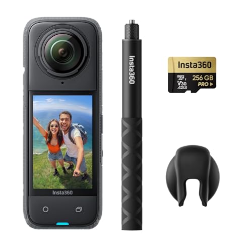 Insta360 X4 Motorcycle Bundle- 8K Waterproof 360 Action Camera, 4K Wide-Angle Video, Invisible Selfie Stick, Removable Lens Guards, 135 Min Battery Life, AI Editing, Stabilization, No Micro SD Card