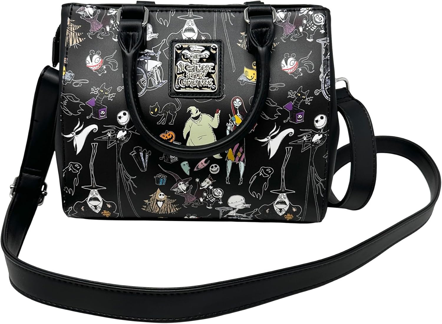 Loungefly Disney The Nightmare Before Christmas Allover Print Crossbody Satchel Handbag Purse