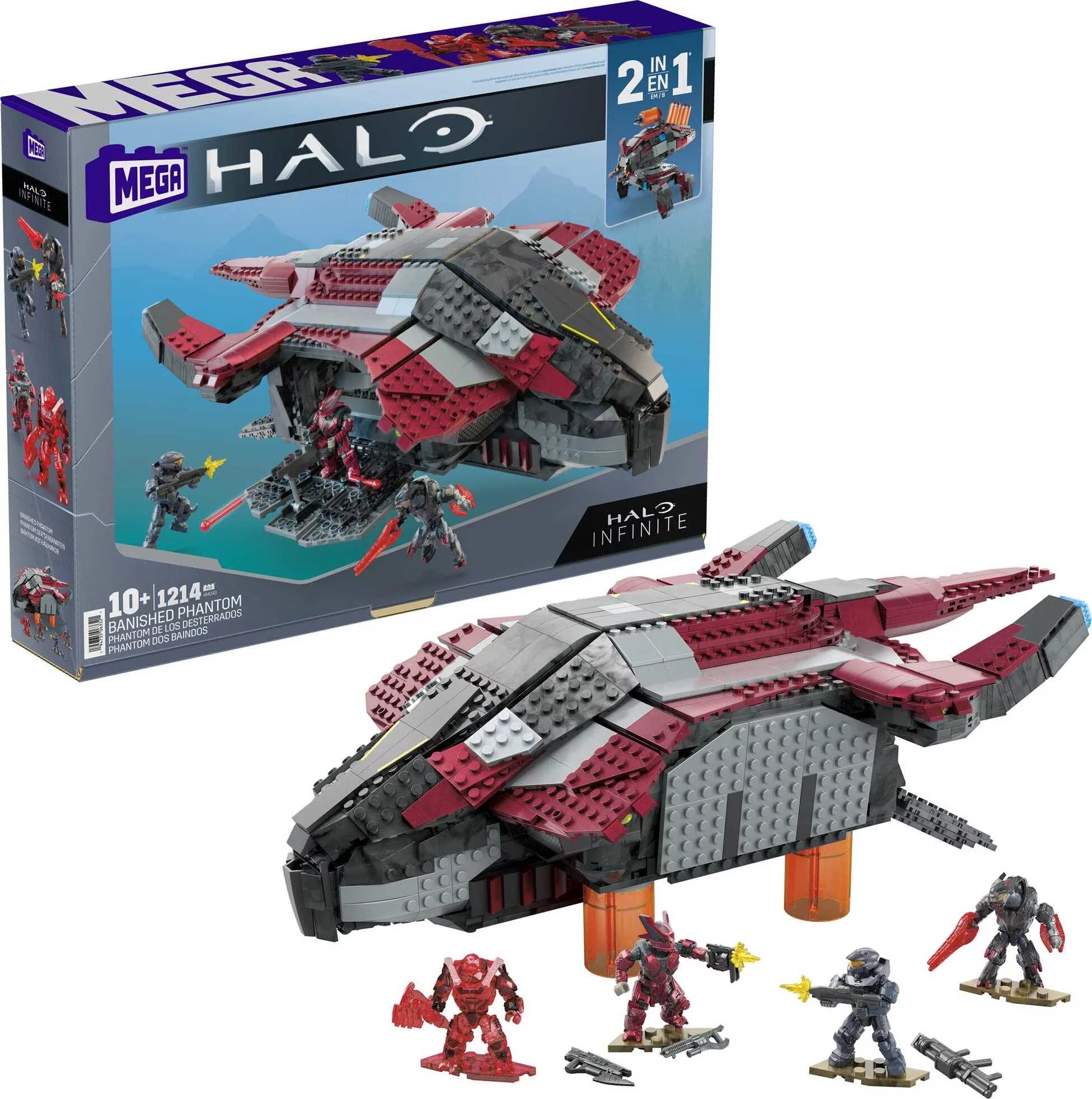 MEGA Halo Infinite Banished Phantom Building Kit with 4 Figures (1214 Pieces)