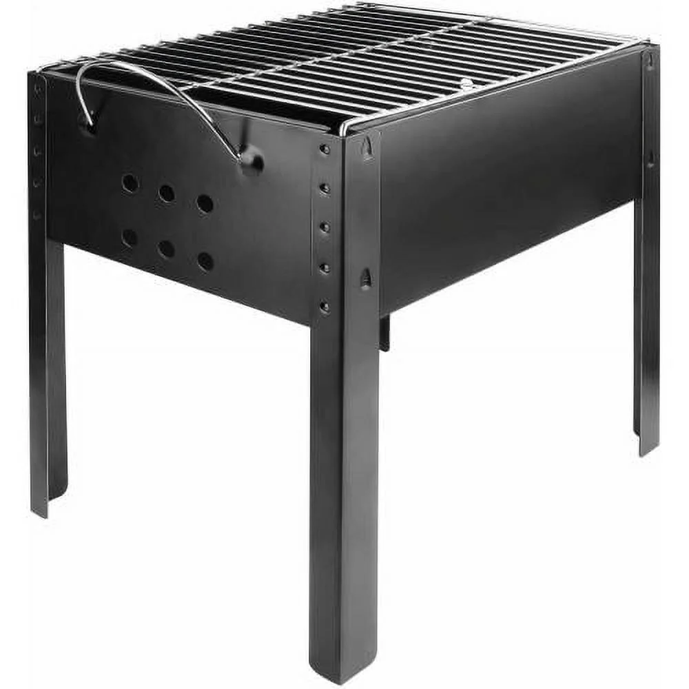 adhino Charcoal Grill, 14'' Portable Charcoal Grill, Stainless Steel BBQ Smoker Detachable Grill, Wheels, Charcoal BBQ Grill for Outdoor Picnic, Patio, Backyard, Camping