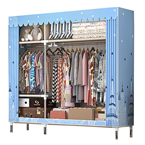 Wardrobe Canvas Wardrobe Portable Wardrobe Shelves with Hanging Rail,Shelves,Clothes Closet Storage Organizer for Bedroom,Living Room,C-123X45X170cm