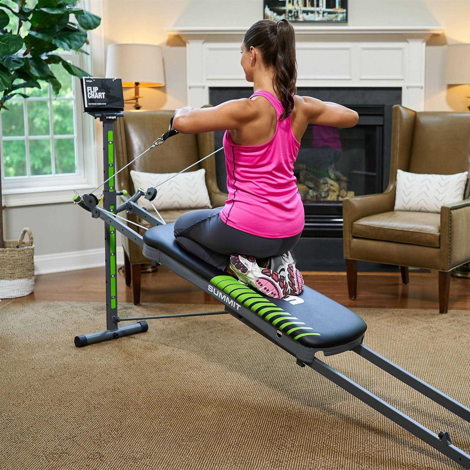 Total Gym Summit Adjustable Home Fitness 70 Exercise Workout System w/ Wing Attachment, Squat Stand, Dip Bars, and Leg Pull Accessory - Sports Supplies Online Store