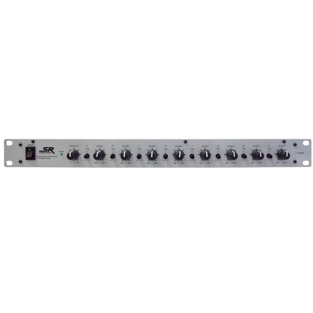 Monoprice 8-Channel 1U Mic Line Rack Mixer with Phantom Power