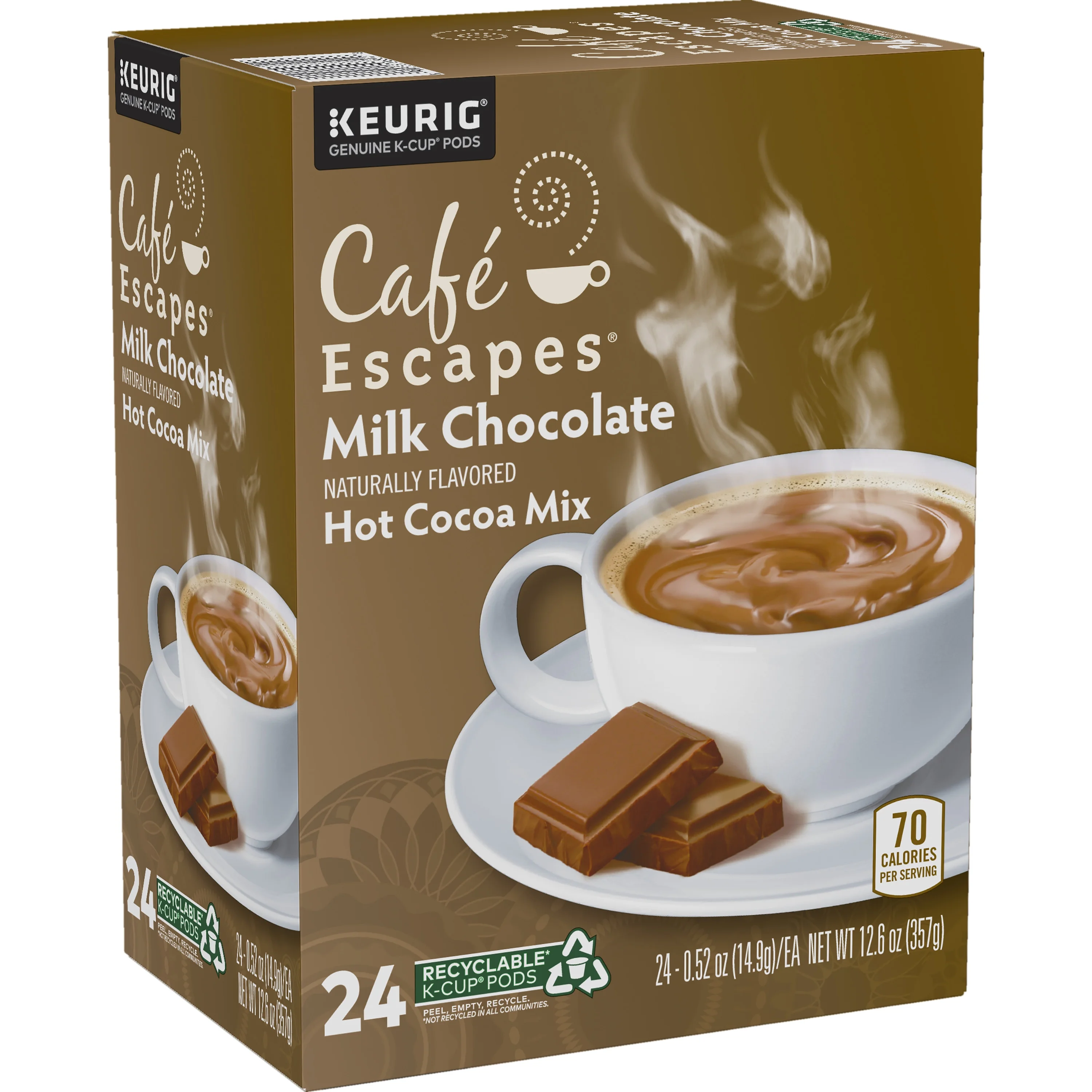 Café Escapes Milk Chocolate Hot Cocoa Keurig Single-Serve K-Cup Pods, 24 Count