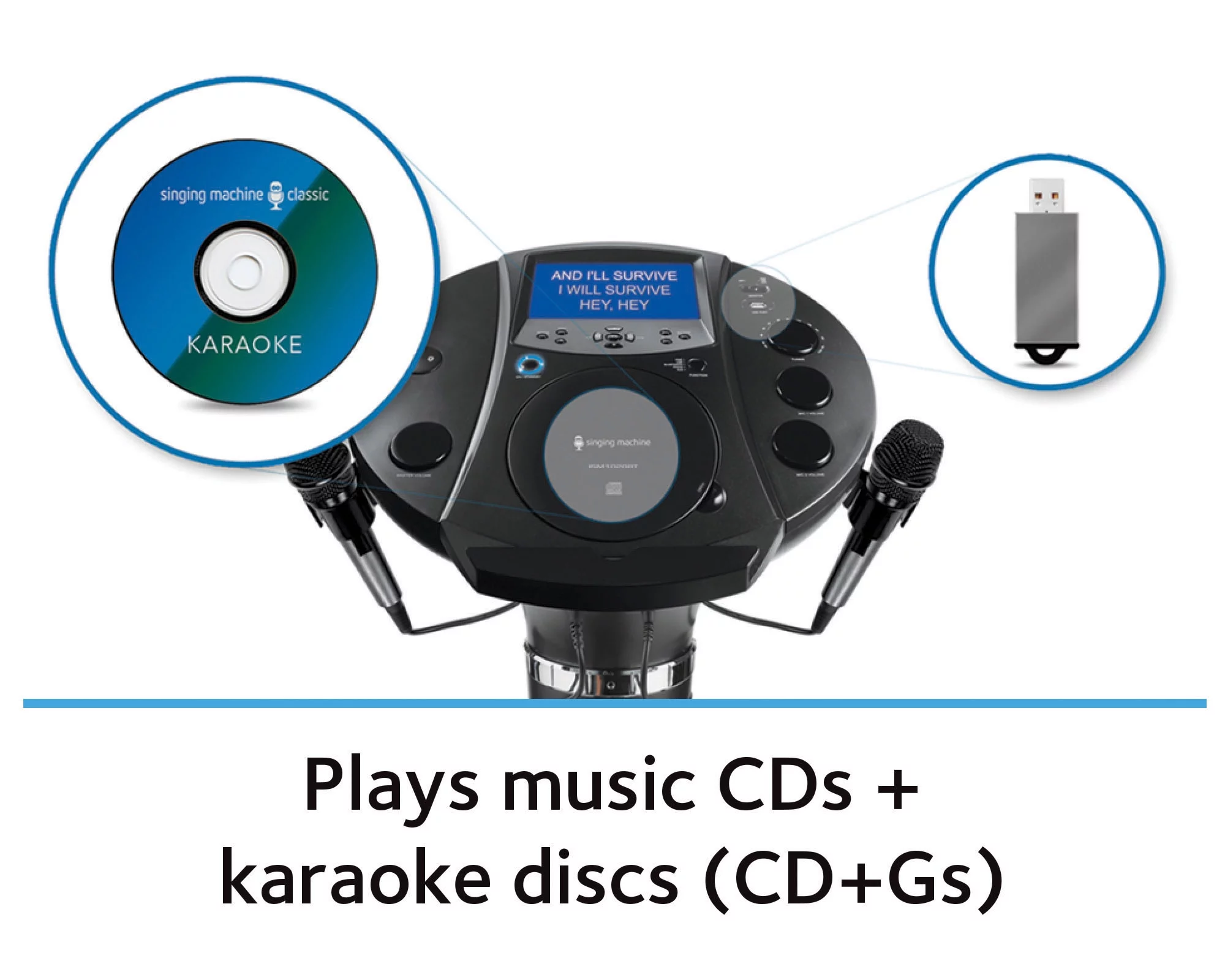 Singing Machine ISM1030BT Bluetooth Pedestal Karaoke System with Resting Tablet Cradle and 7