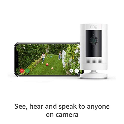 Ring Outdoor Cam (Stick Up Cam) | Weather-Resistant Outdoor Camera, Live View, Color Night Vision, Two-Way Talk, Motion alerts, Works with Alexa | White