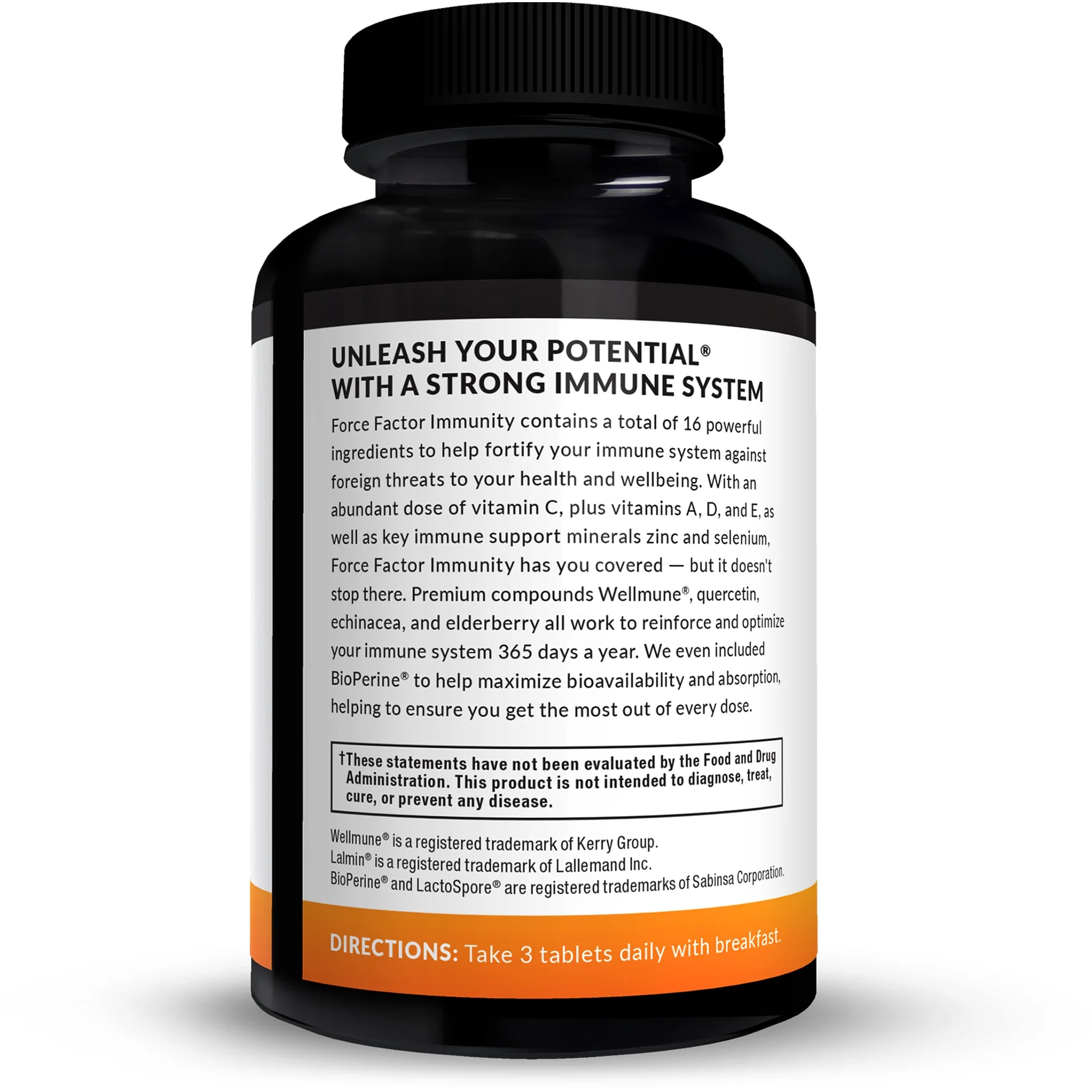 Force Factor Immunity, with Elderberry, Vitamins C & D, Zinc, Quercetin, & Echinacea, 90 Tablets