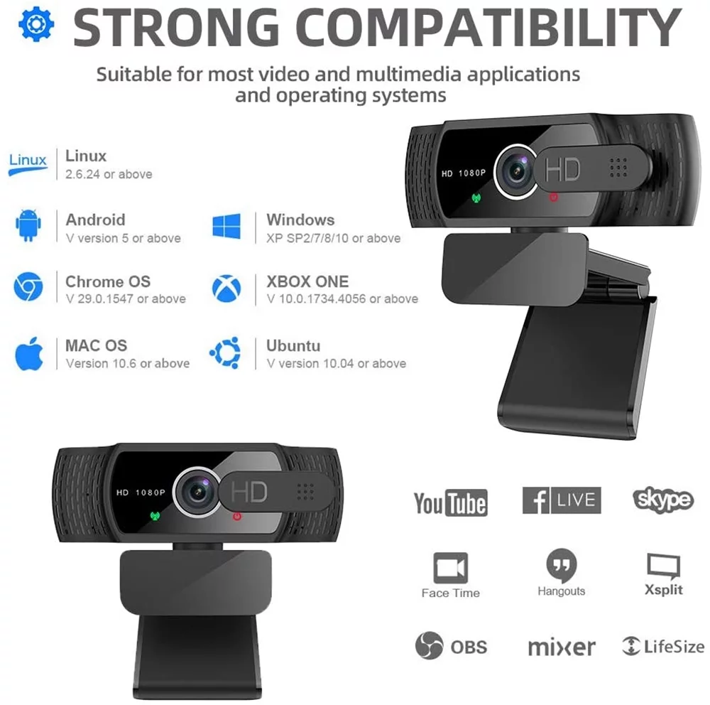 Webcam with Microphone1080P Web Camera with Privacy Shutter and Tripod Stand, HD Pro Webcam for Desktop PC Laptop Computer, Great for Calls, Video Conferencing, Live Streaming