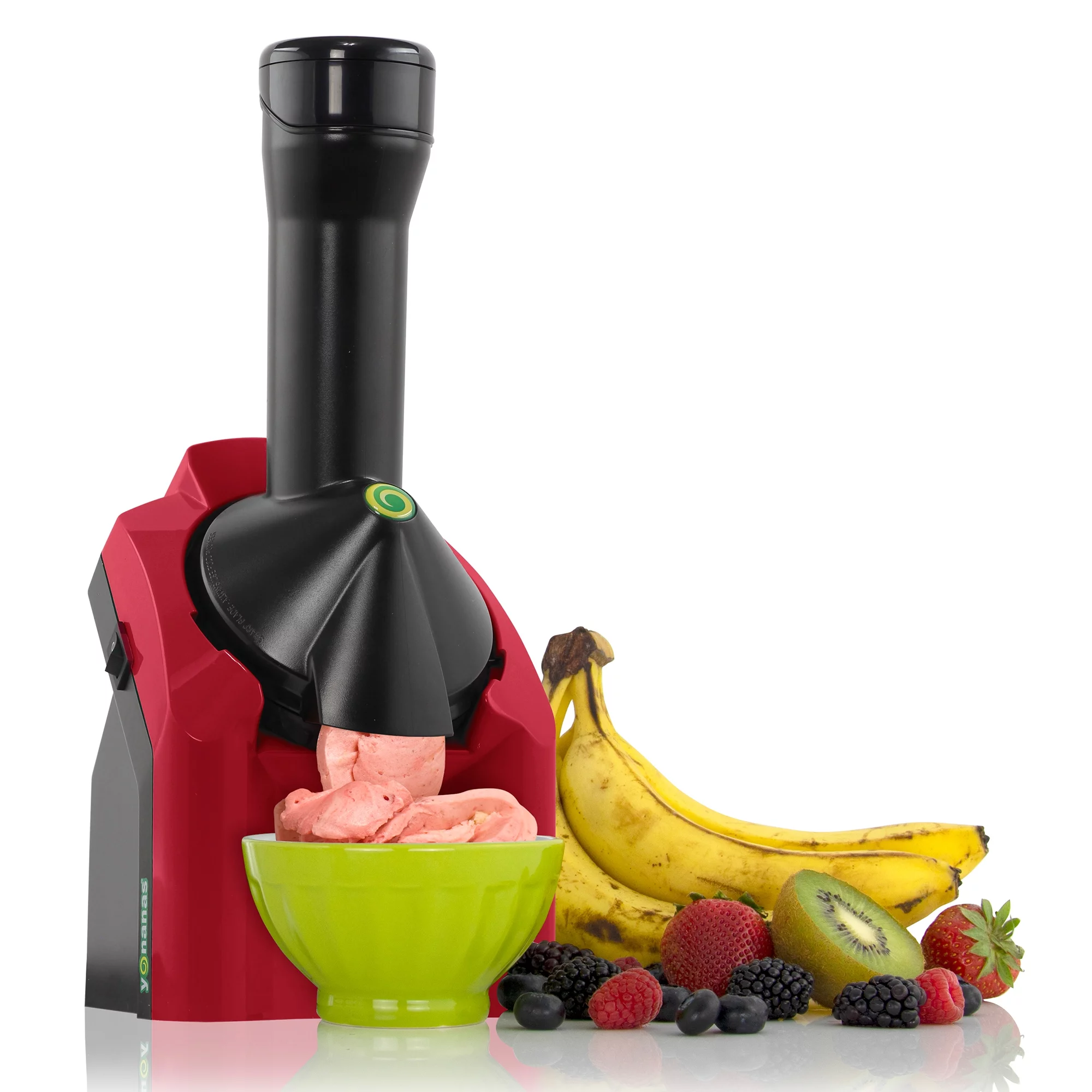 Yonanas Classic Vegan Non-Dairy Frozen Fruit Soft Serve Dessert Maker with 36 Recipe Book, in Red - Radiant Selections