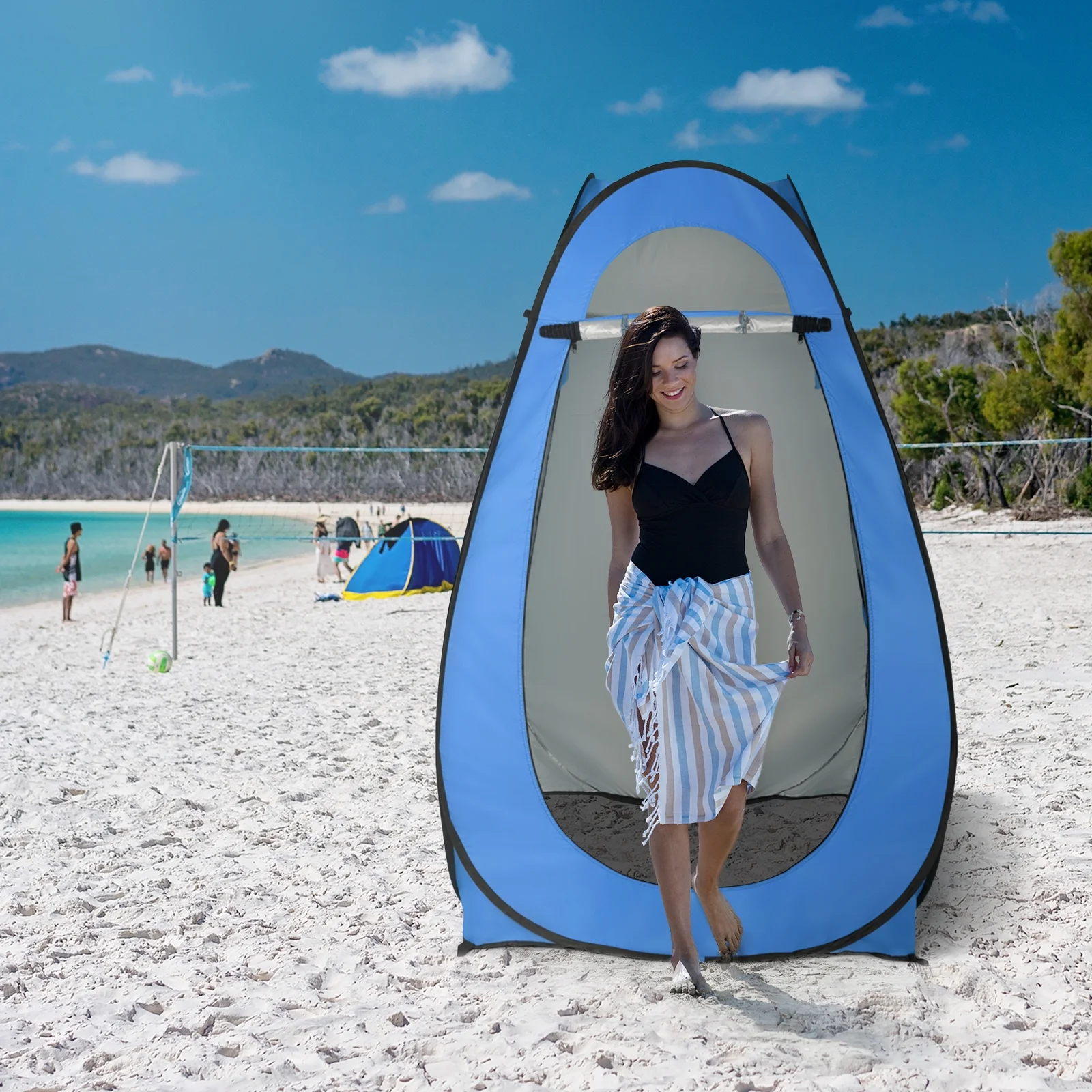 GoDecor Outdoor Patio Pop Up Camping Shower Tent Blue