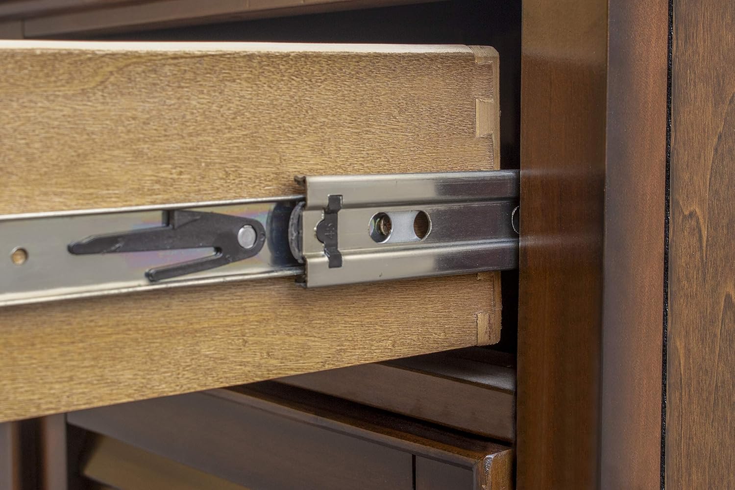 Sunset Trading Bahama Shutter Wood Nightstand, Felt Lined Drawer | Cabinet with Shelf, Tropical walnut