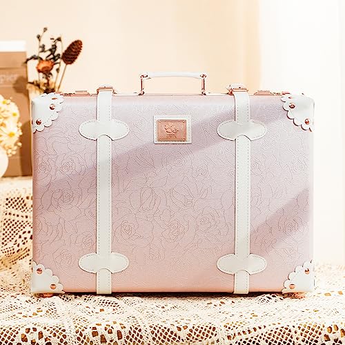 urecity Vintage and Cute Carry-on Overnight Case Non-wheeled Mini Leather Trunk Suitcase with Shoulder Strap