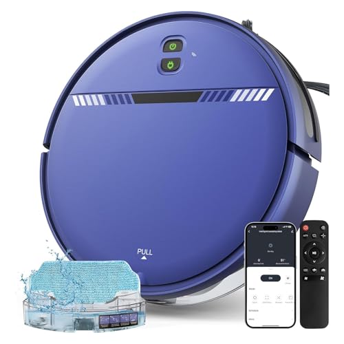 Robot Vacuum and Mop Combo, 2 in 1 Vacuum Robot with WiFi/App/Voice, Schedule, Water Tank and Dustbin, Self-Charging, Slim, Ideal for Hard Floor, Pet Hair, Carpet
