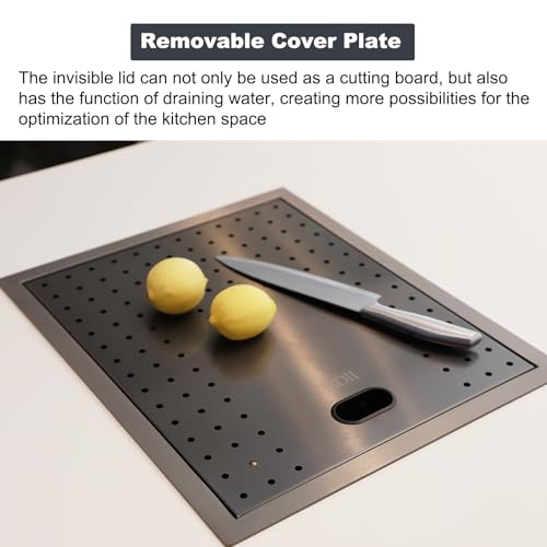 RV Sink, 17.32×14.17×7.87 Inch Black Bar Sink, Portable Small Single Bowl Multifunctional Kitchen Sink with Faucet and Stainless Steel Cover Plate