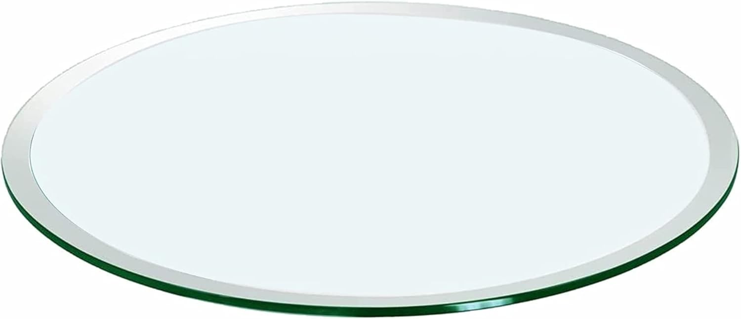 Glass Table Tops Round Tempered Glass Table Top Clear Glass Thick Flat Polished Edge glass table tops (Thick Beveled 12mm(1/2''), 24inch)