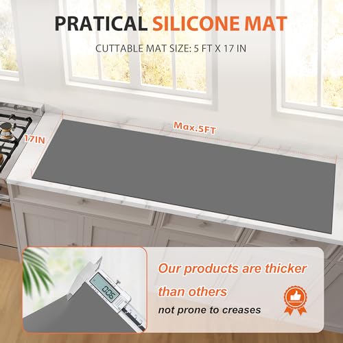 Silicone Mats for Kitchen Counter, Heat Resistant Countertop Protector, Non-Slip Table Mat Desk Saver Pad, Non-Stick Reusable Pastry Mat, Silicone Placemat, Craft Mat - 25'' X 17