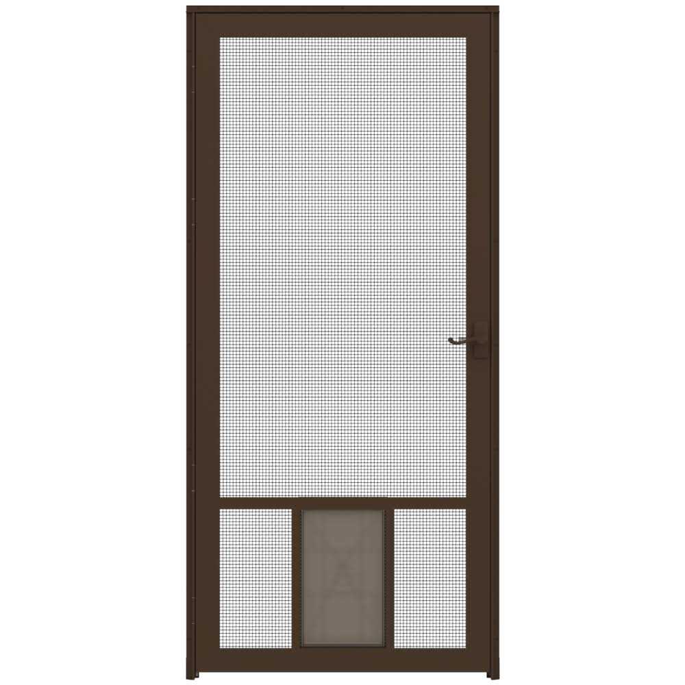 LARSON Pet Breeze 32-in x 81-in Brown Aluminum Hinged Screen Door - Pet Supplies online store