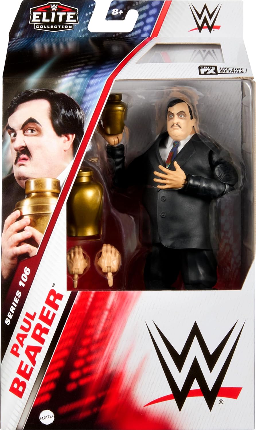 ​WWE Elite Action Figure & Accessories, 6-inch Collectible Paul Bearer with 25 Articulation Points, Life-Like Look & Swappable Hands​