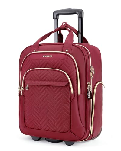 BAGSMART Carry On Luggage Underseat 16-inch Airline approved Underseater Softside Travel Suitcase with Wheels Lightweight Overnight Rolling Carry-on Luggage for Women Men Weekender,Black