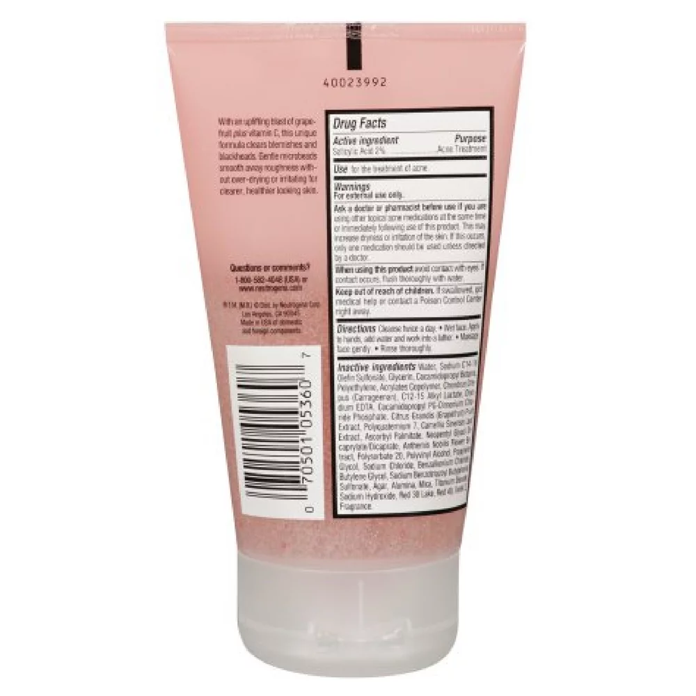 Neutrogena Oil-Free Acne Wash Foaming Scrub, Pink Grapefruit 4.2 oz (Pack of 2)