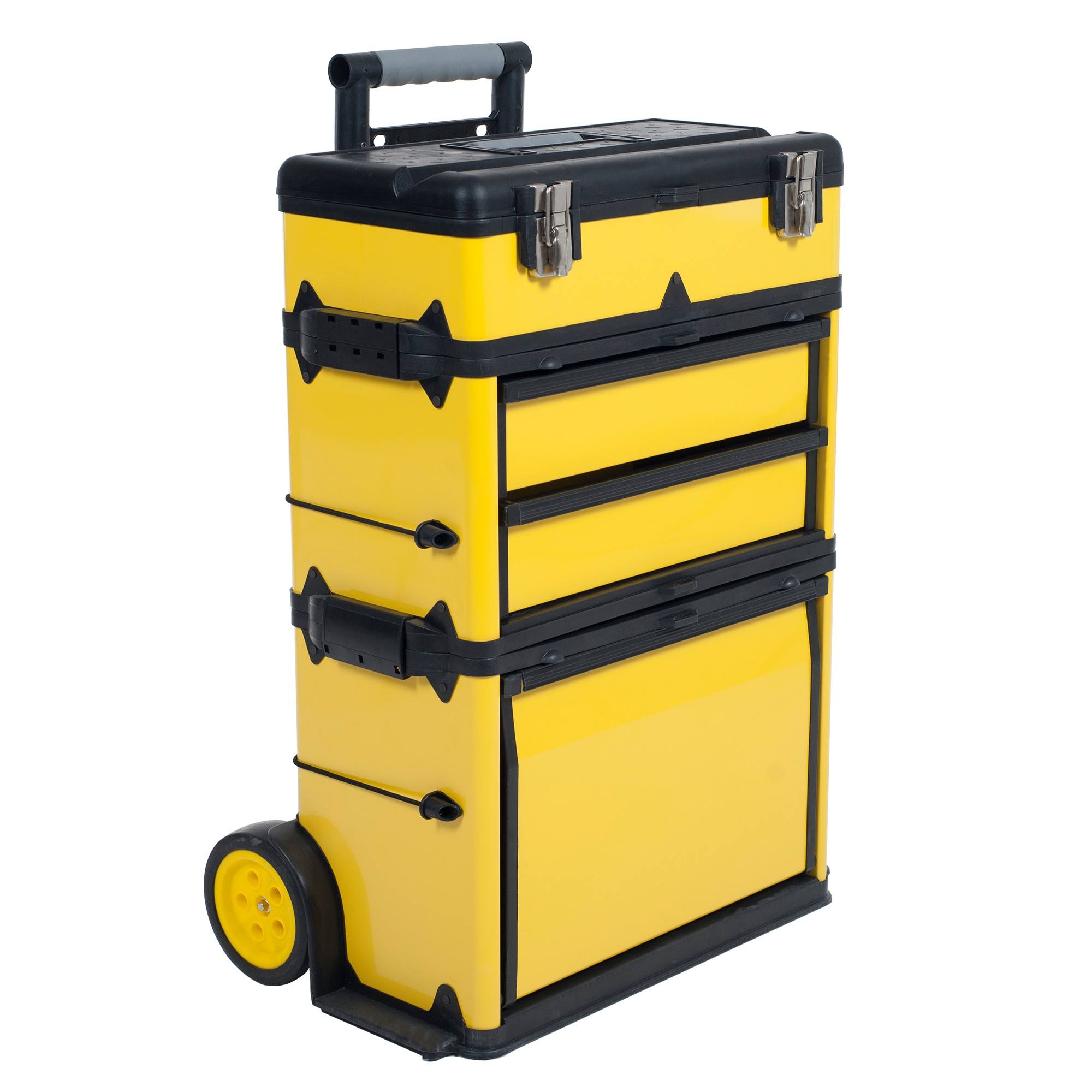 Stalwart Mobile Stacking Portable Metal Trolley Tool Box Chest