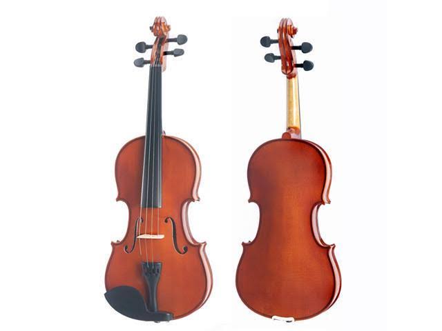 Mendini 14-inch MA250 Natural Varnish Solid Wood Viola with Case, Bow, Rosin, Bridge and Strings