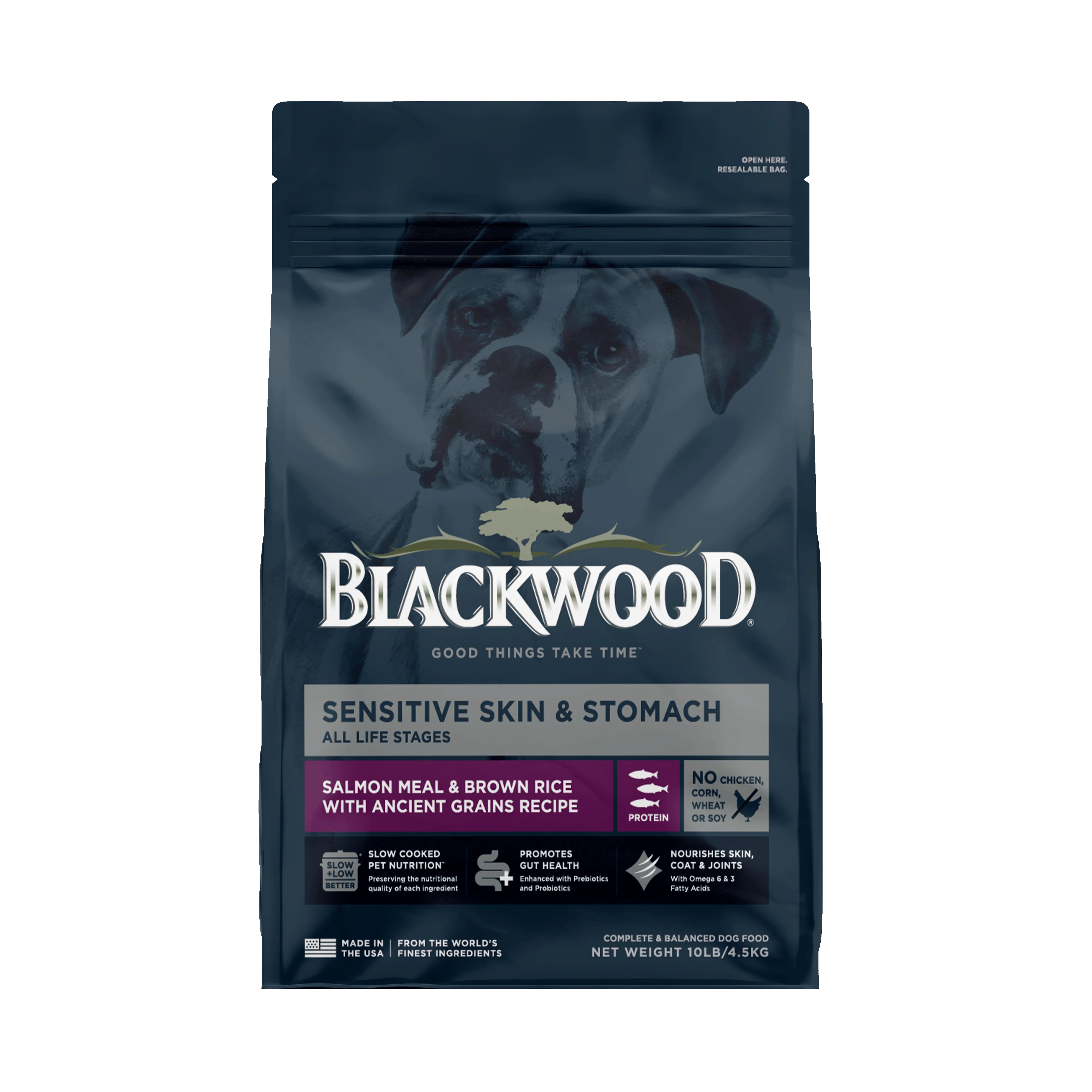 Blackwood Dry Dog Food Sensitive Skin & Stomach Salmon Meal with Ancient Grains 10 lb.