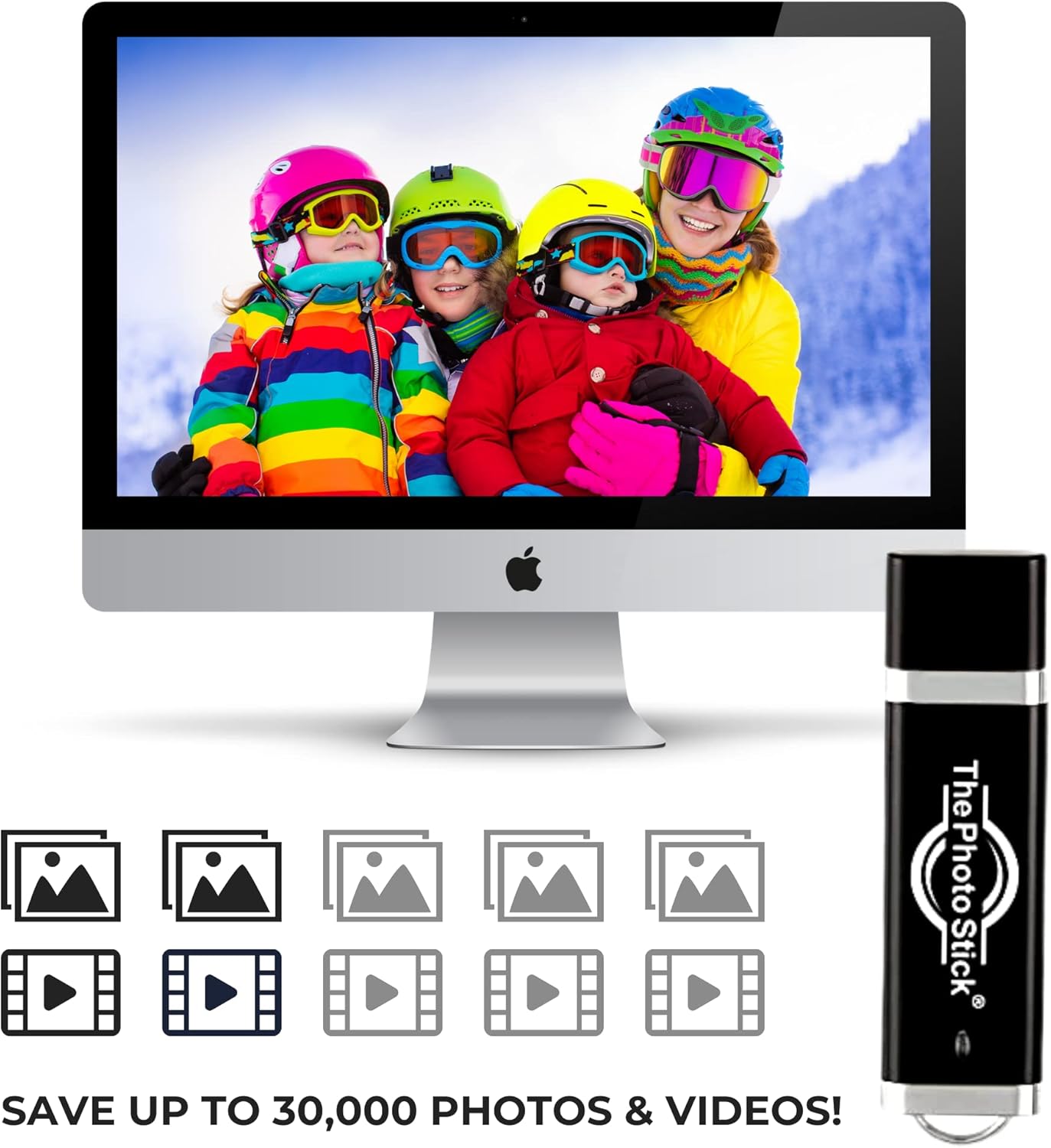 ThePhotoStick 128GB - Easy, One Click Photo and Video Backup Pack of 2