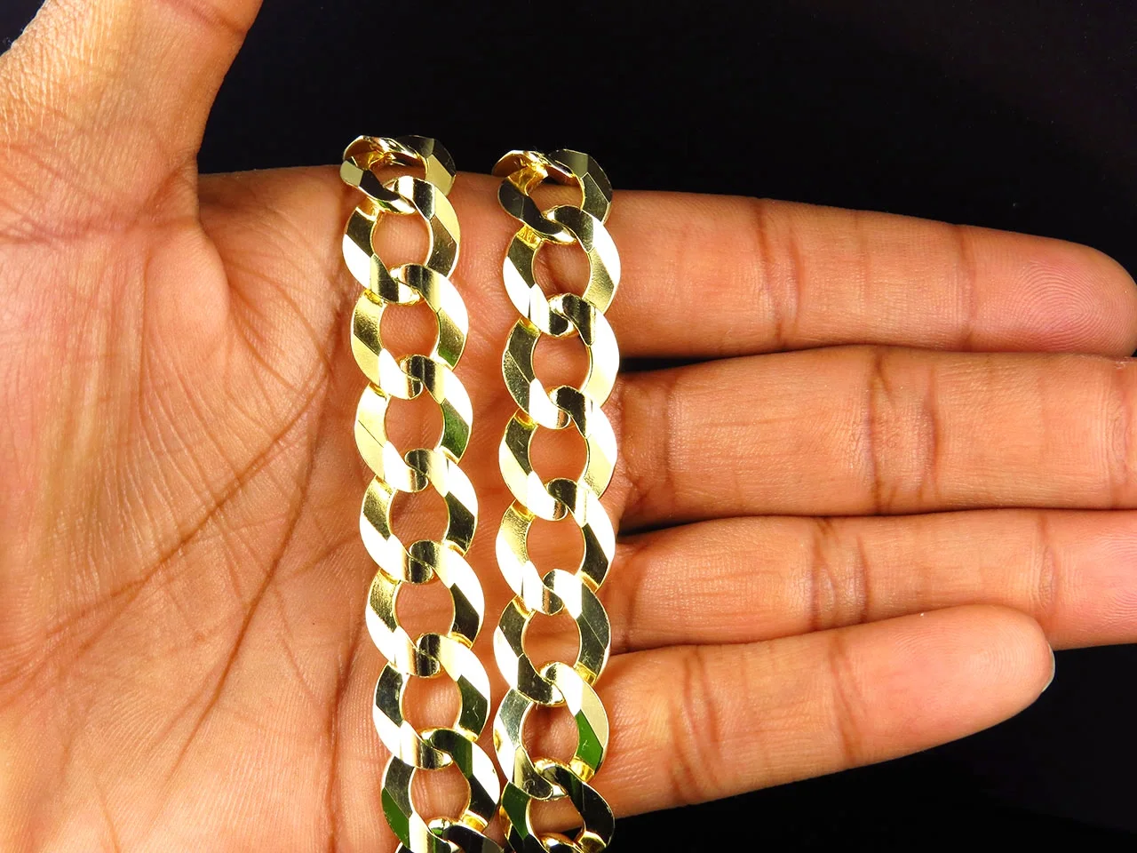 Real 10K Yellow Gold Chiseled Curb Cuban Link Style Chain Necklace 20-30