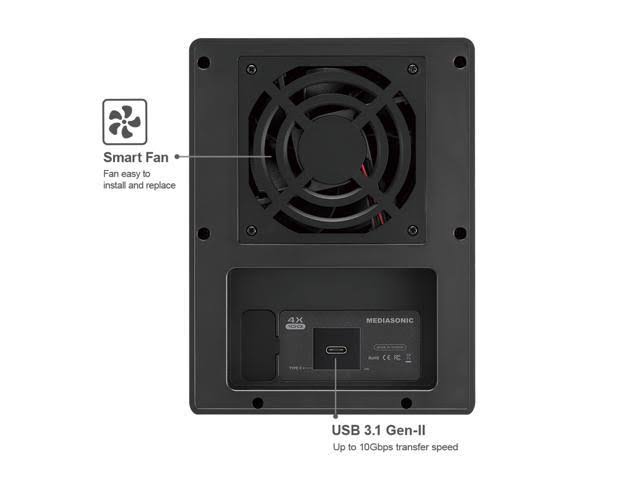 Mediasonic Raid USB 3.1 4 Bay 3.5 SATA Hard Drive Enclosure with USB 3.1 Hub Feature USB 3.1 Gen 2 10Gbps (hfr7-su31ch)