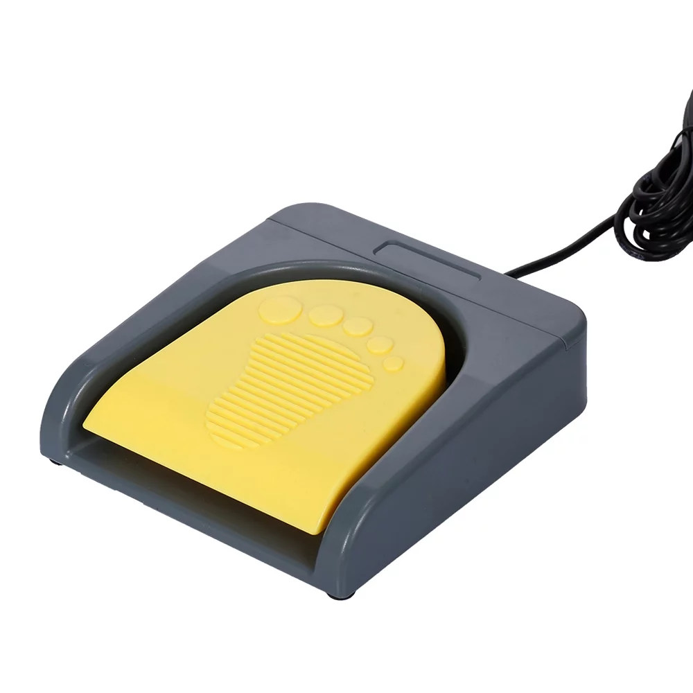 Walmeck USB Single Foot Switch Game Control One Key Customized Computer Keyboard Action Pedal Grey with Yellow for Gamer Gaming Ethusiast