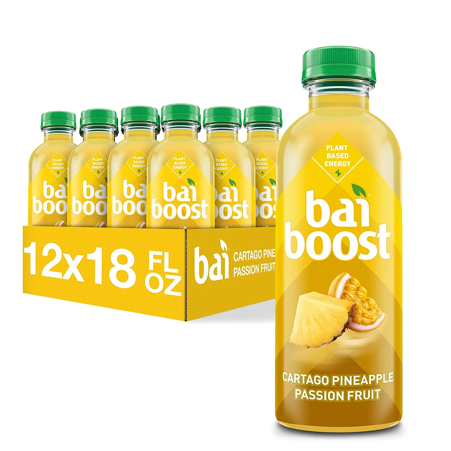 Bai Boost Pineapple Passionfruit, Antioxidant Infused Beverage, 18 Fl Oz Bottle (Pack of 12)