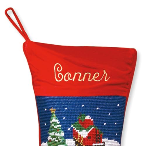 Lillian Vernon Santa Personalized Heirloom Christmas Needlepoint Stocking Stocking, 100% Wool, 9.5