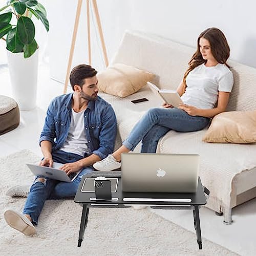 Laptop desk, 3 in 1 Lap desk with cushion 17 inch laptop desk,Foldable adjustable height, with mouse pad wrist rest Card slot for iPad mobile phone,Lap desk for bed couch