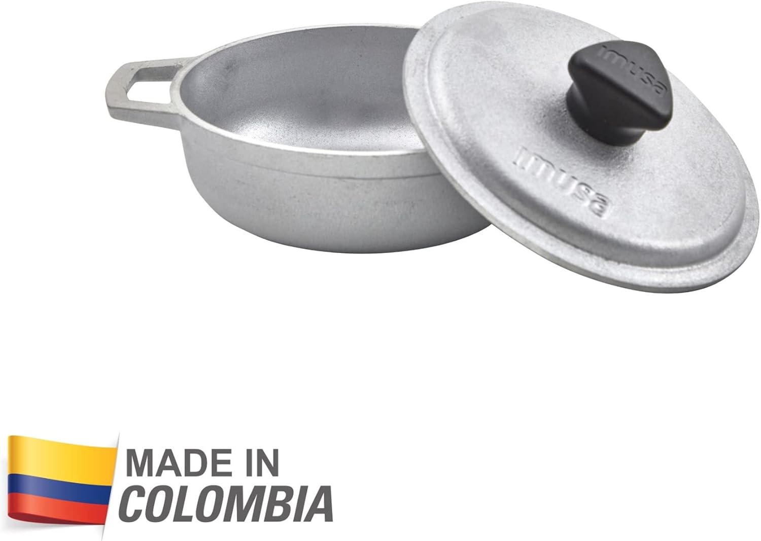 IMUSA 0.5Qt Mini Cast Aluminum Traditional Caldero Set with Lid,Silver