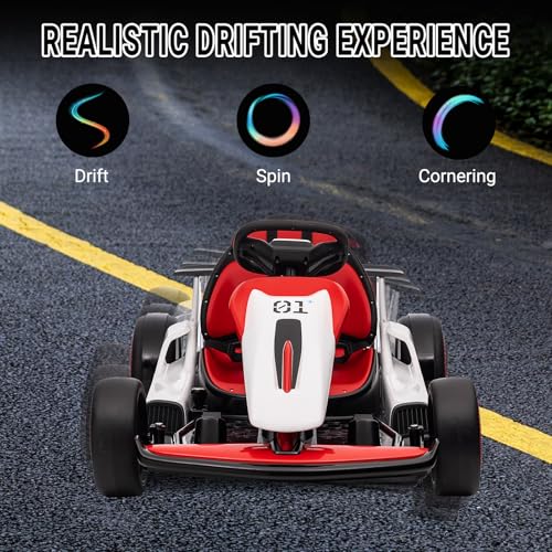 24V Go Kart for Kids, Electric Drift Kart with 2X200W Motor, 7AH Battery, Drift Function, Electric Pedals, and Safety Belt, Outdoor Racing Toy for Boys and Girls Ages 6+