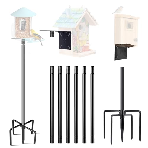 Bird Feeder Pole for Outdoor, 1 Pack 109 Inch Bird House Pole for Outside Heavy Duty, Adjustable Feeder Stand for Smart Wild Birds Watching
