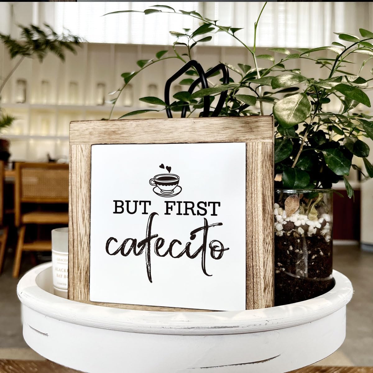 But First Cafecito Sign, Coffee Wood Sign, Wooden Signs for Home Decor, Funny Cute Coffee Decor, Tabletop Shelf Counter Decor, Office Coffee Bar Corner Shop Cafe Decoration, Coffee Lover Gift