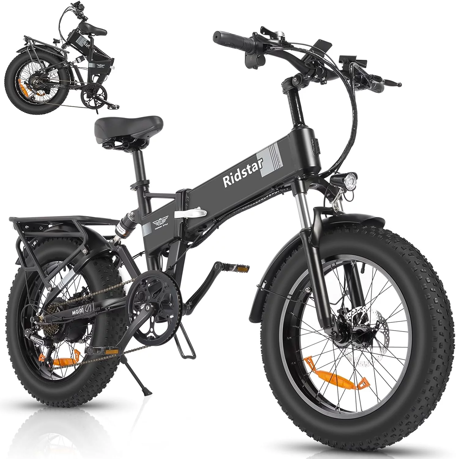 Folding Ebikes for Adults Ridstar, 750W Motor 48V 14AH Removable Battery 20