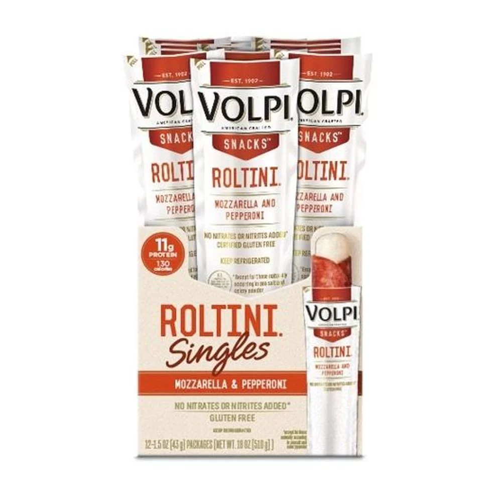 Volpi Roltini Singles with Pepperoni Pork - Display Ready Carton, 0.8 Ounce -- 24 per Case.