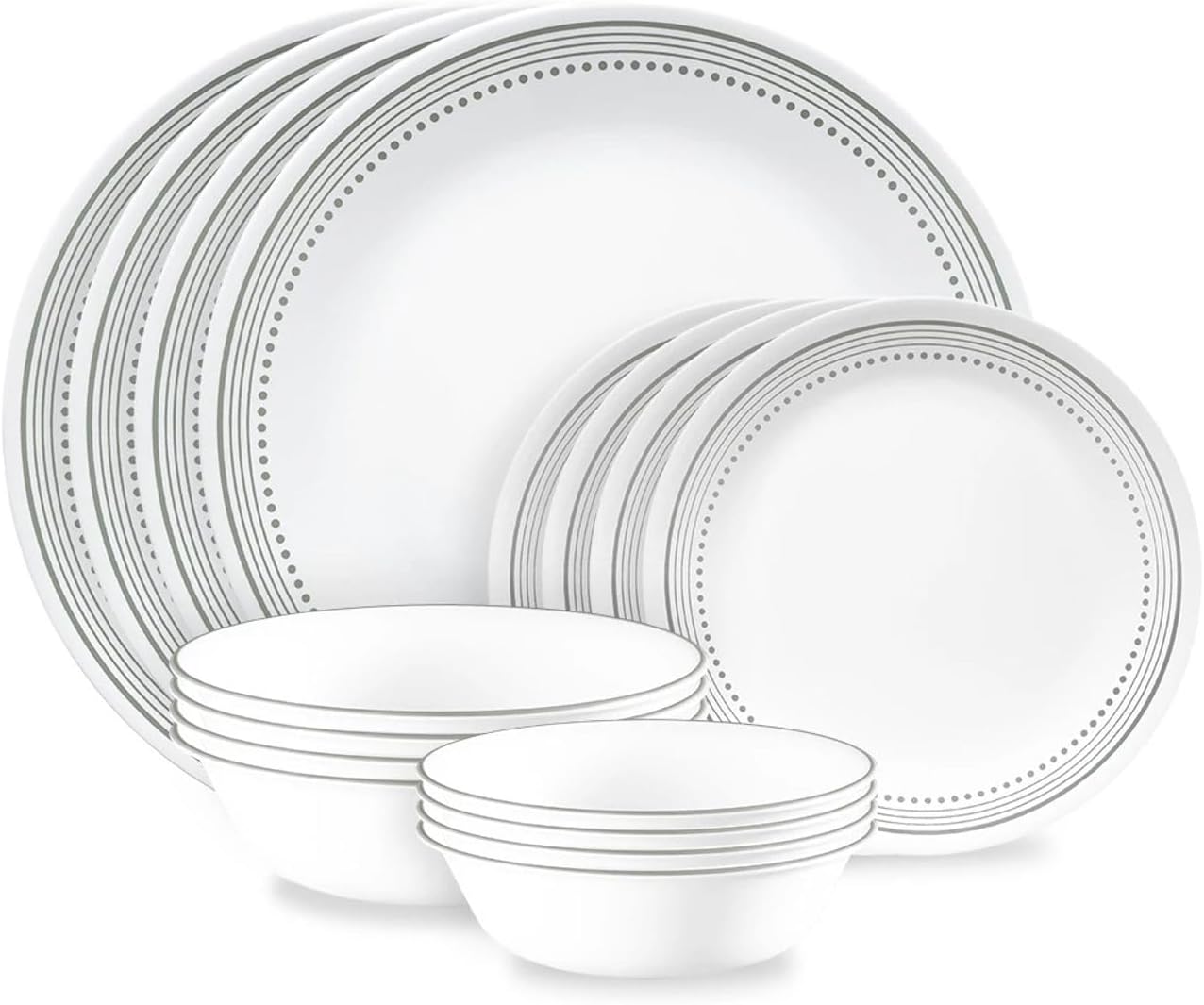 Corelle® Mystic Gray 16-piece Mugless Dinnerware Set, Service for 4