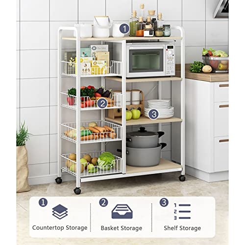 5-Tier Kitchen Bakers Rack with Storage Industrial Microwave Oven Stand with Shelves Free Standing Kitchen Utility Cart Storage Shelf Organizer Utility Storage Shelf for Home Office