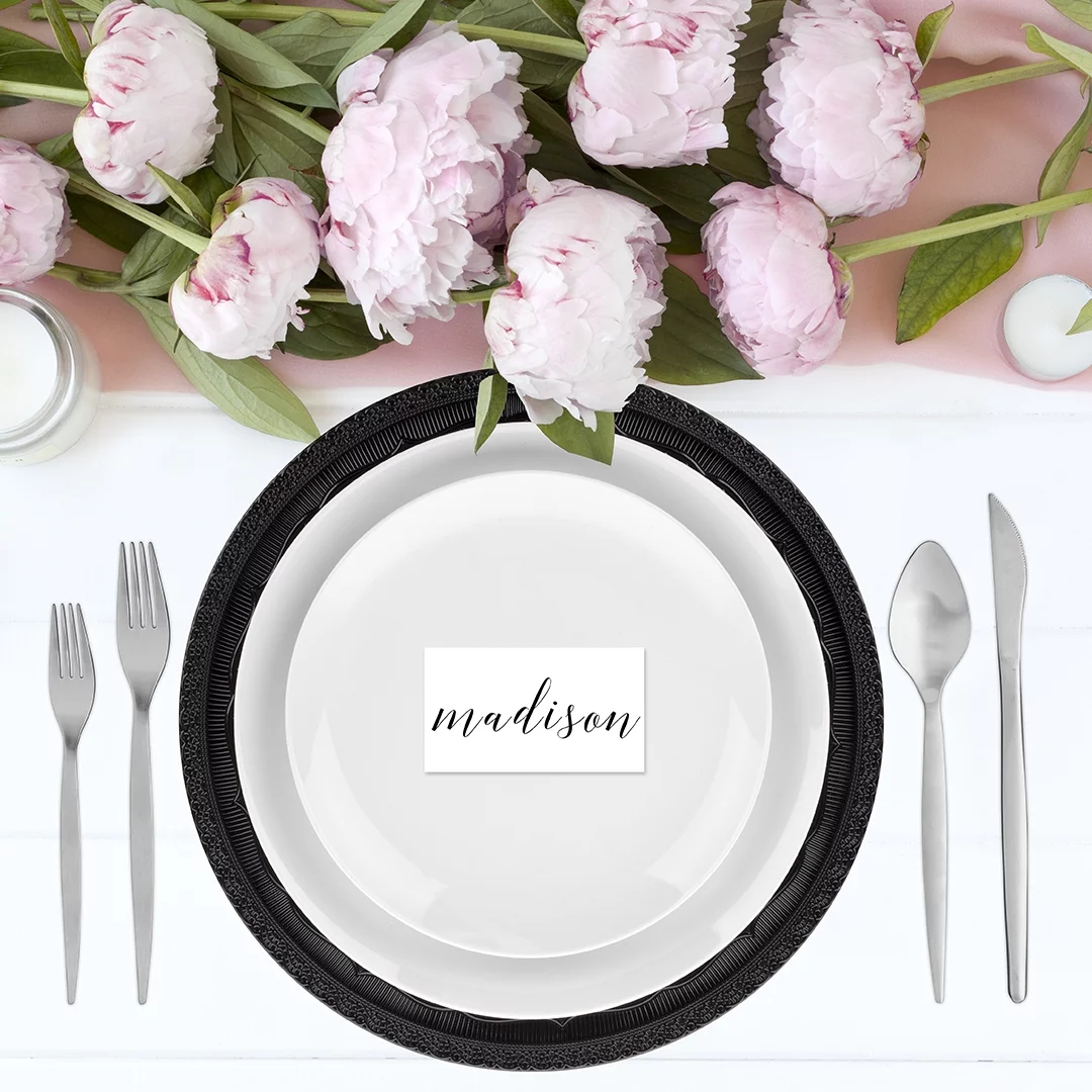 Koyal Wholesale Black Acrylic Charger Plates Round Vintage Lace, Set of 4