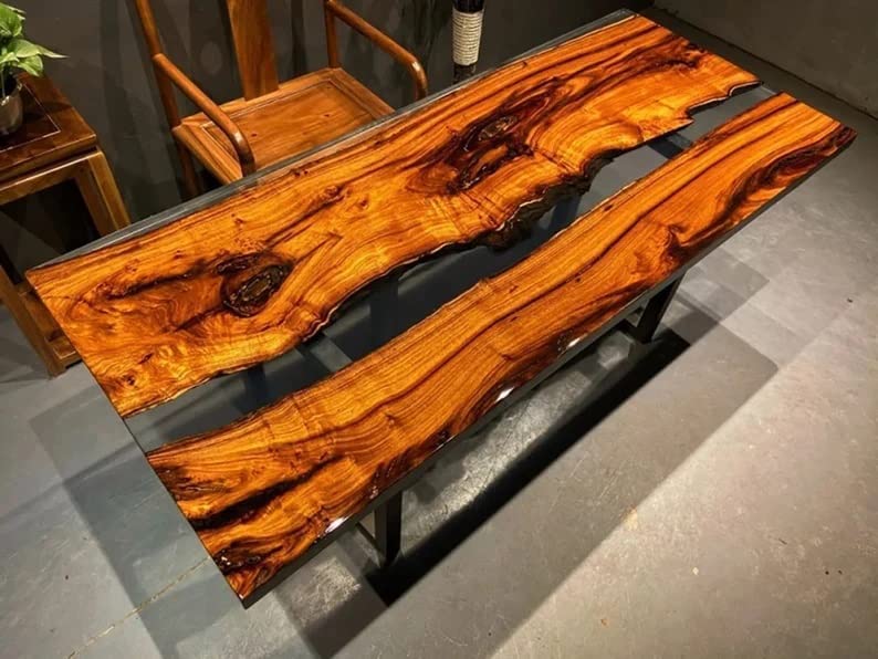 Personalized LARGE EPOXY TABLE, Resin Dining Table for 2, 4, 6, 8 River Dining Table Top, Wood Epoxy Coffee Table Top, Living Room Table (without Stand, 48 x 24inches)